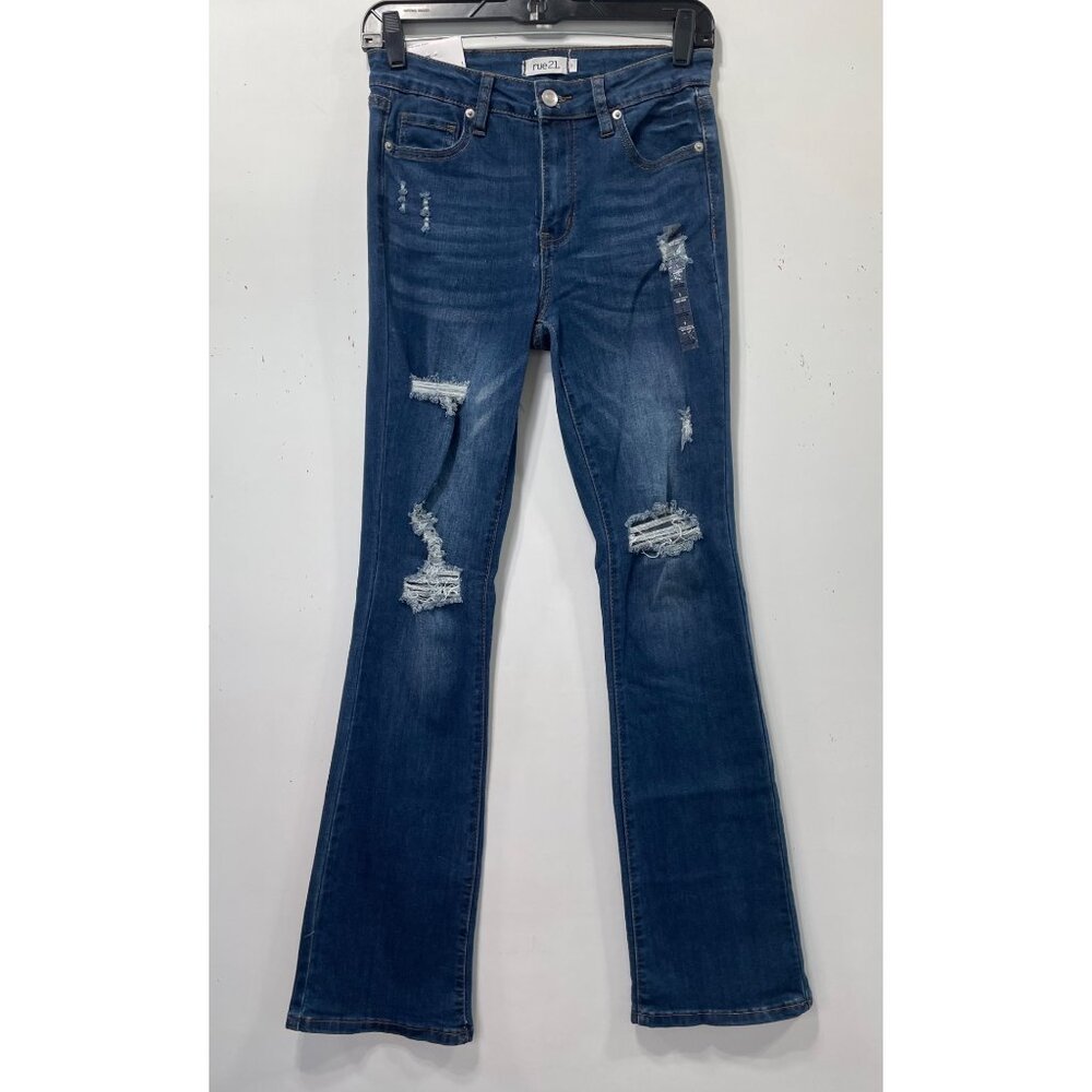 Rue 21 - Women's Ultimate Stretch Mid-Rise - Boot Jeans Distressed - Blue - 1